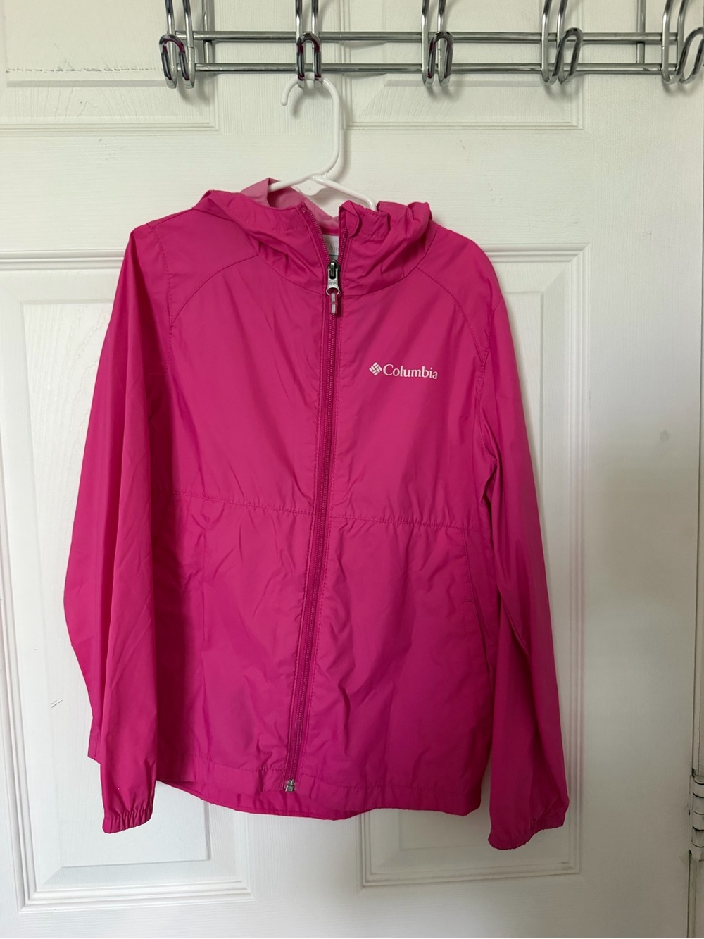 Columbia Girls Hot Pink Hooded Rain Jacket